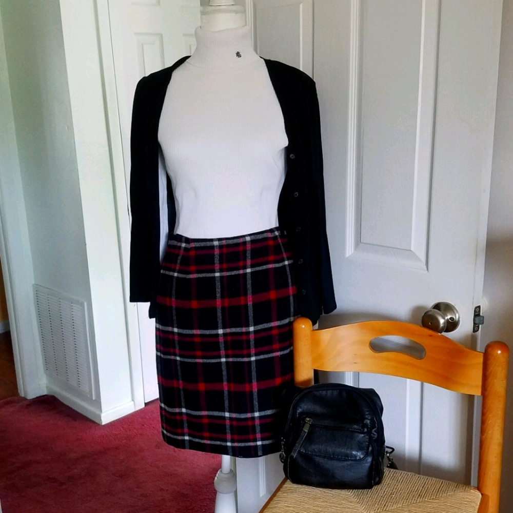 Plaid wrap-around skirt